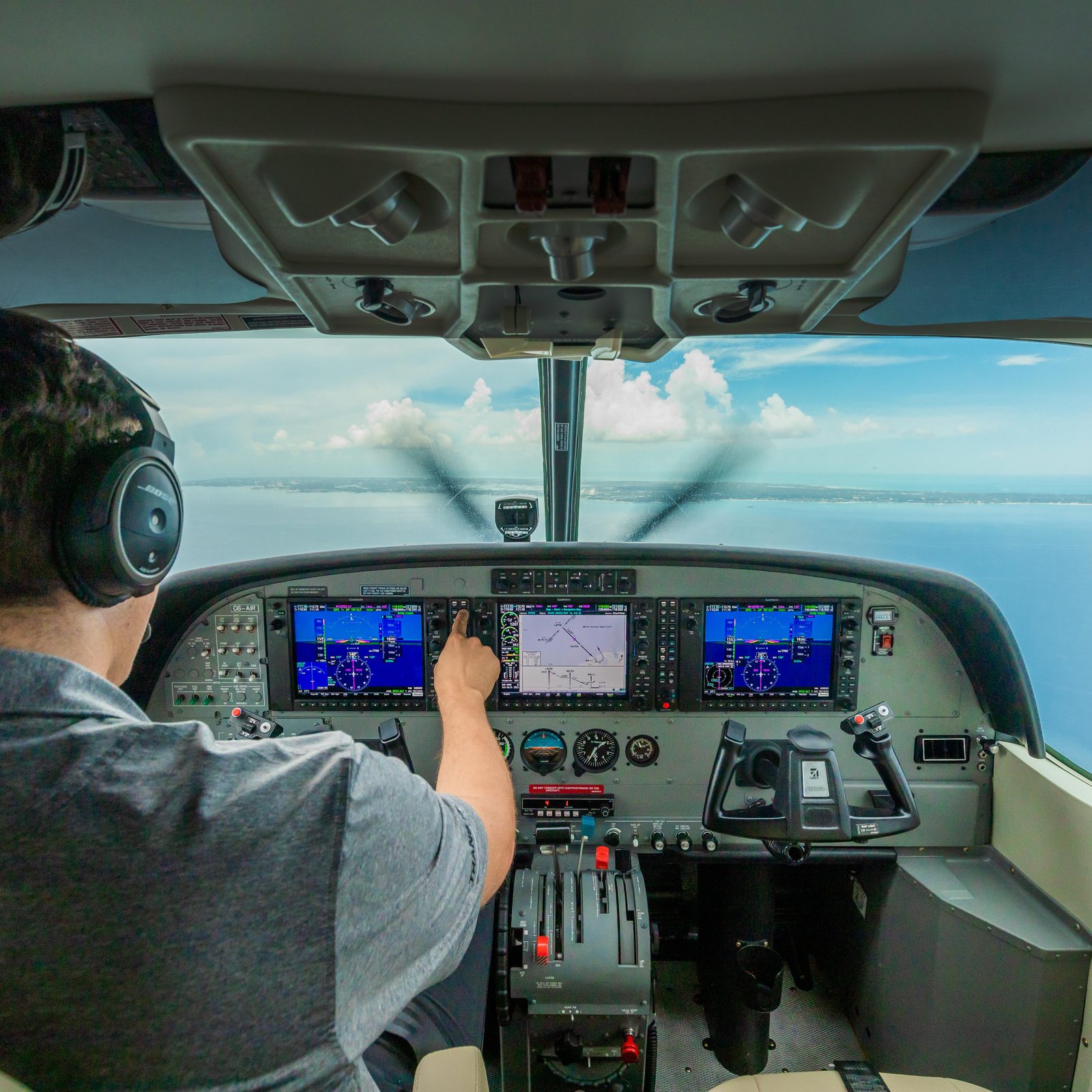 Pilot flying a TIA Cessna Caravan