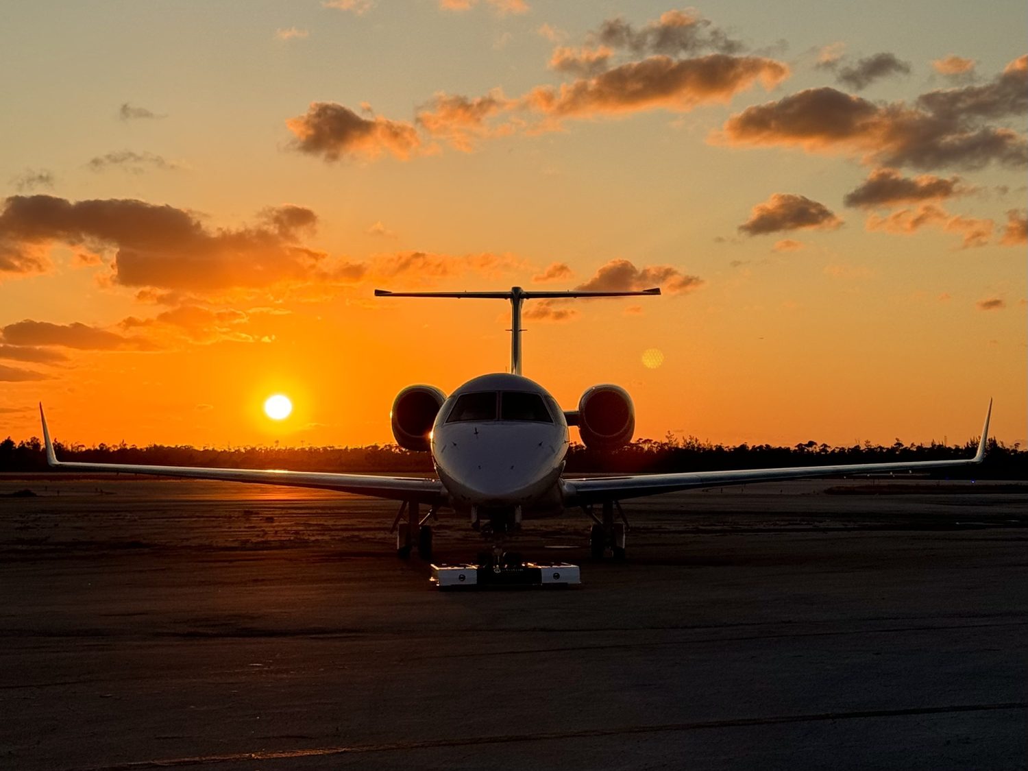 TIA jet at sunset on the ramp