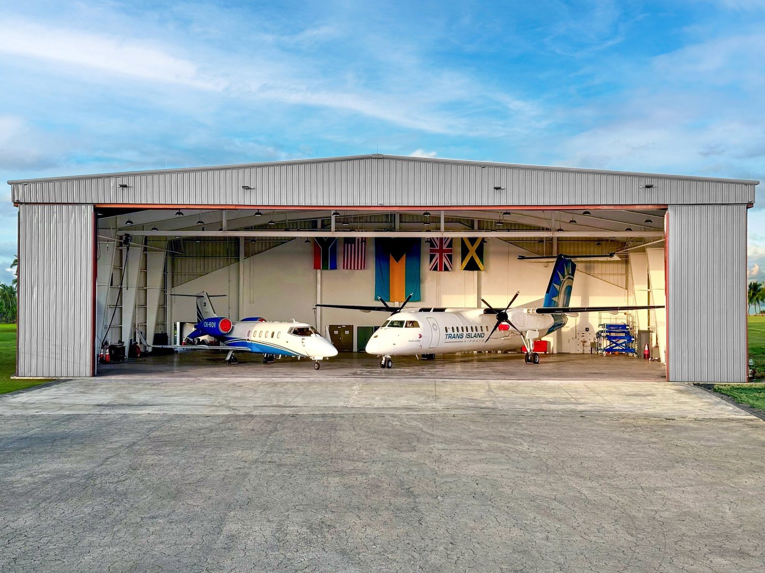 TIA hangar in Nassau with heritage fleet